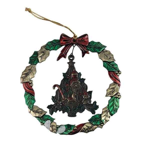 Russ Heirloom Collection Christmas Ornament Wreath Tree Presents Metal Vintage - Picture 3 of 7